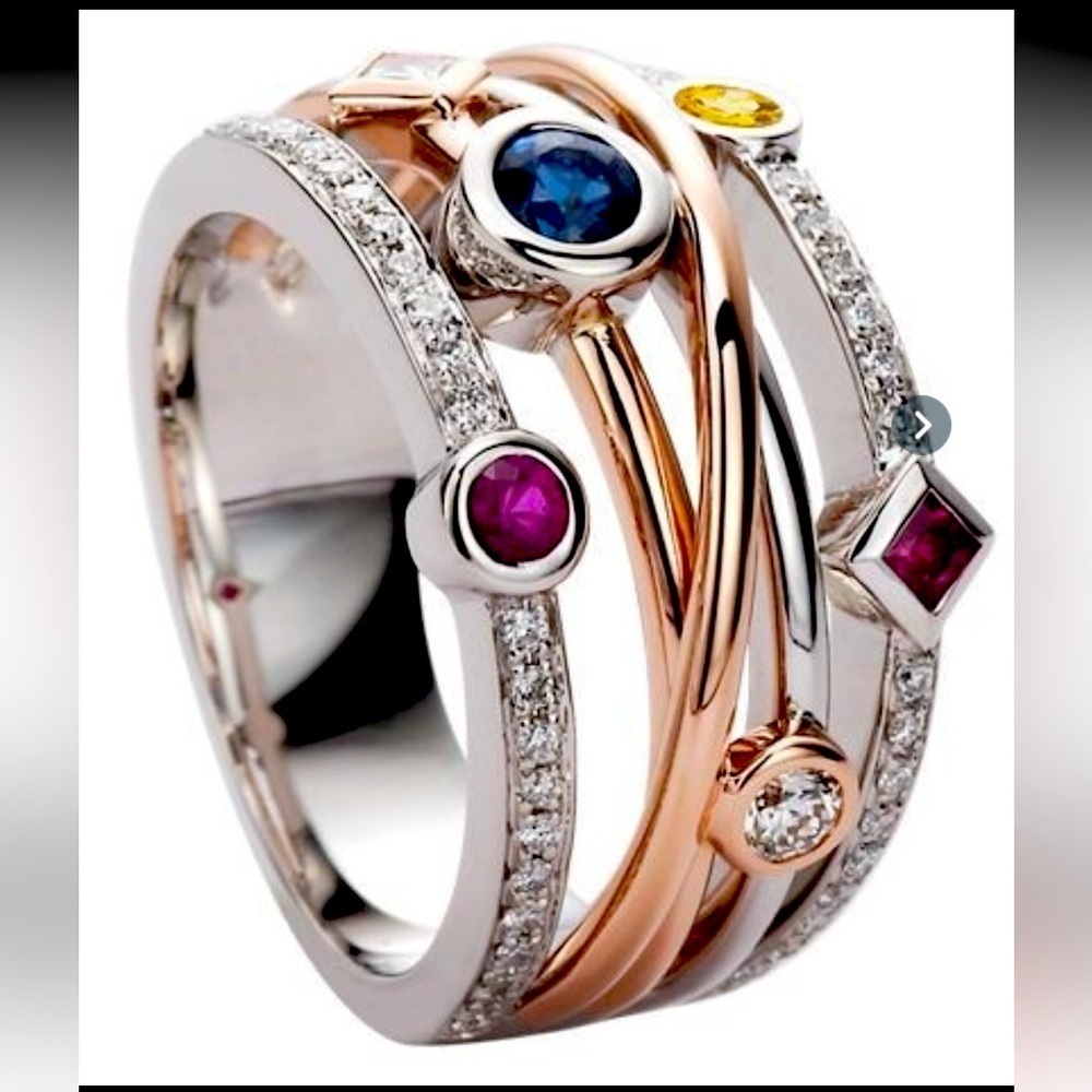 Gemstone cross ring